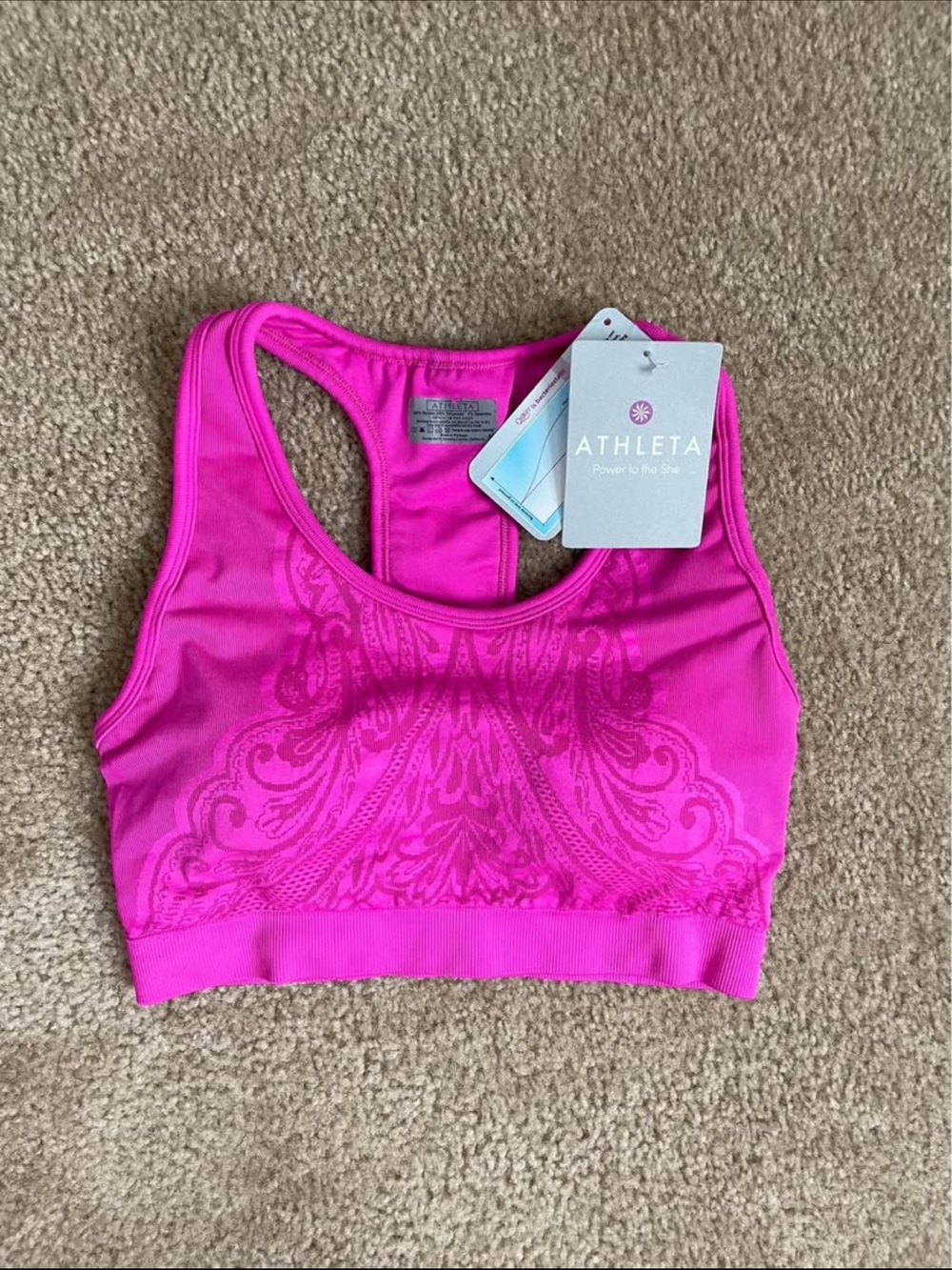 NWT Athleta Women's Hot Pink Seamless Sports Bra